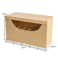Porta Batom com 13 Cavidades e Tampa Madeira Mdf Cru 19x10x9,5cm