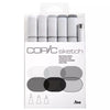 Estojo Marcador Copic Sketch Ponta Dupla com 5 Cores Cinza + Multiliner