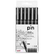 Estojo Caneta Tecnica Pin Fine Line Preto com 6 Unidades