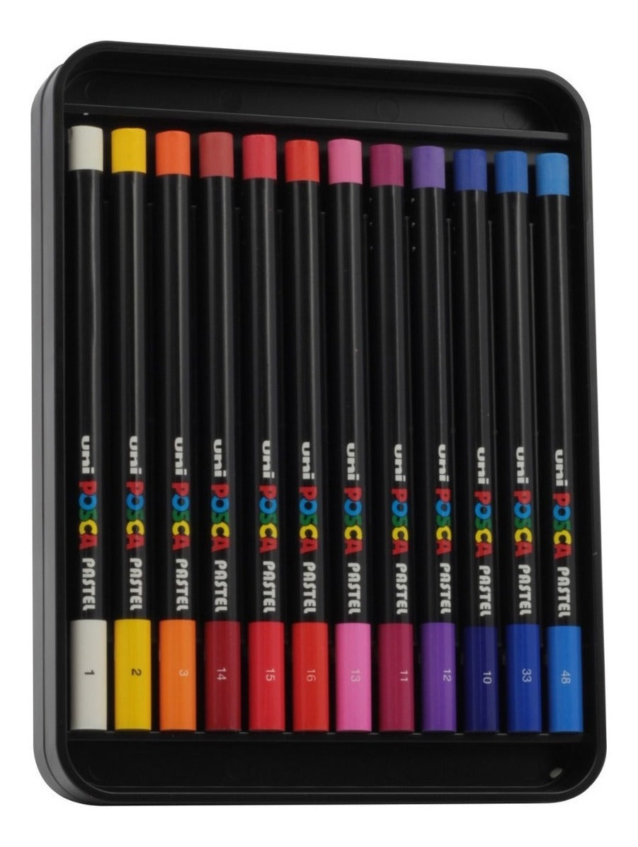 Estojo Giz Pastel Oleoso Posca Profissional com 24 Cores