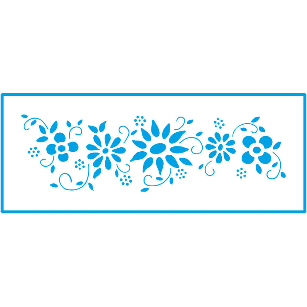 Stencil Pequeno Flores Viii 7x17cm para Pintura Decorativa e Artesanato Stp-0064 - Litoarte