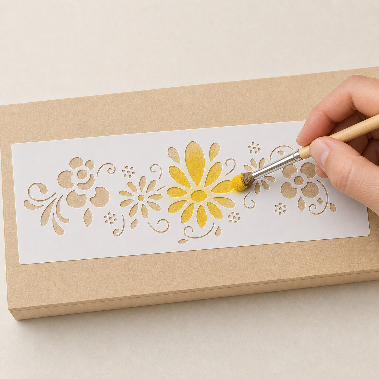 Stencil Pequeno Flores Viii 7x17cm para Pintura Decorativa e Artesanato Stp-0064 - Litoarte