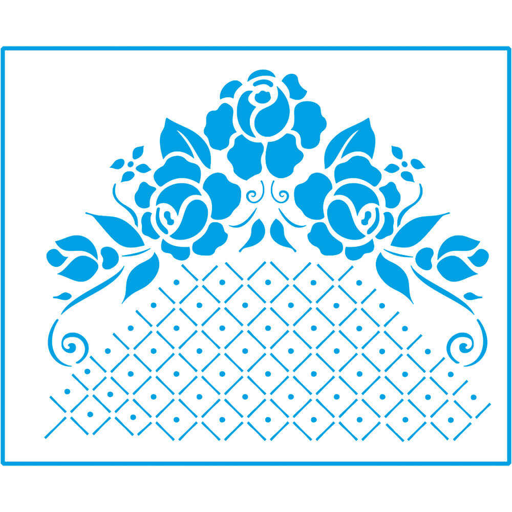 Stencil Médio Flores e Tela 17x21cm para Pintura Decorativa e Artesanato Stm-158 - Litoarte