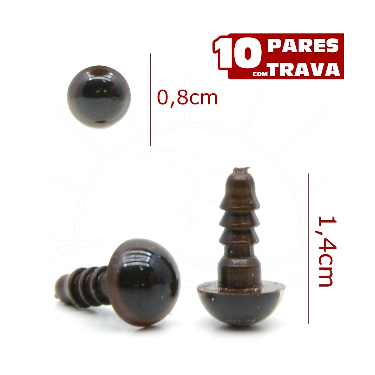 Olho Castanho 8mm para Amigurumi e Bonecos Artesanais - Círculo