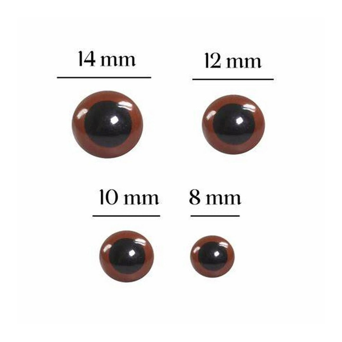 Olho Castanho 8mm para Amigurumi e Bonecos Artesanais - Círculo