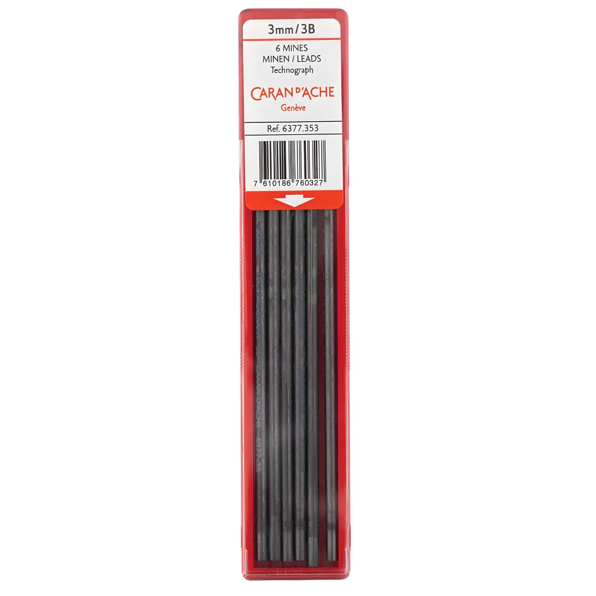 Blister Mina Grafite Caran D'ache 3.0Mm 3b com 6 Unidades