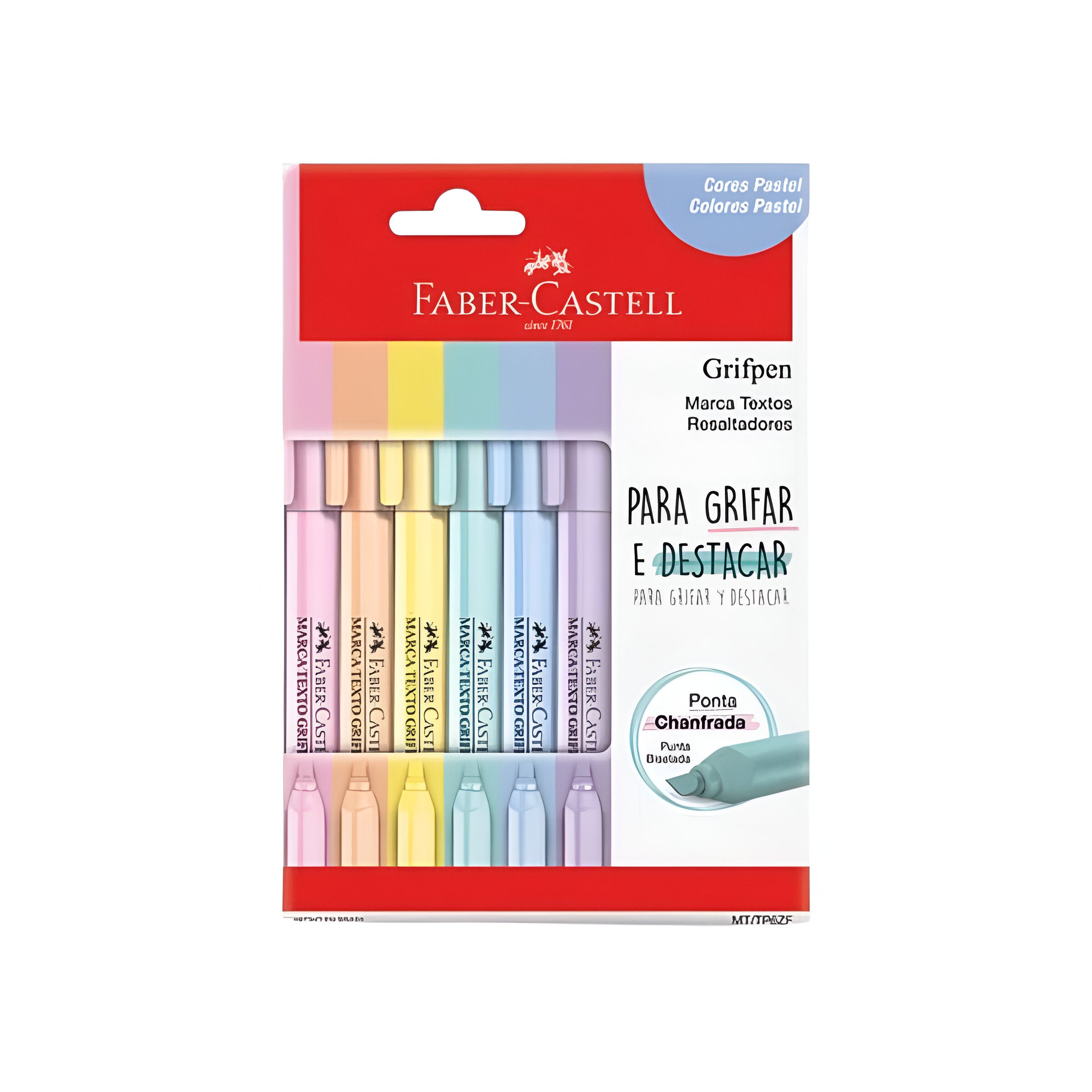 Estojo Marca Texto Grifpen Ponta Chanfrada 6 Cores - Faber-castell Mt/tp6zf