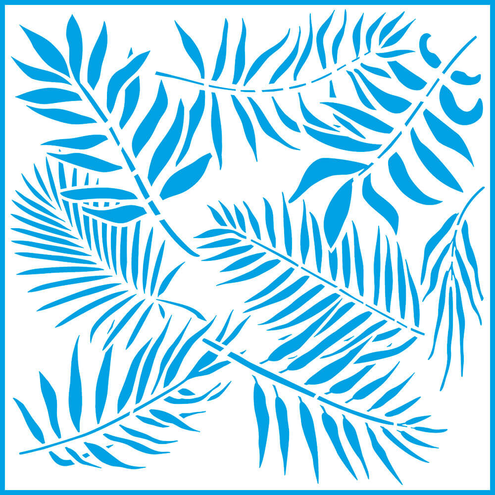 Stencil - Estampa de Folhas Tropicais 20x20cm para Pintura Decorativa e Artesanato Stxx-065 - Litoarte