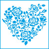 Stencil - Coracao de Rosas 10x10cm para Pintura Decorativa e Artesanato St-x-373 - Litoarte