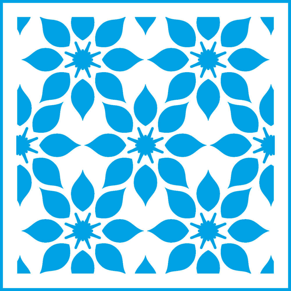 Stencil - Azulejo Floral 10x10cm para Pintura Decorativa e Artesanato St-x-371 - Litoarte