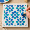 Stencil - Azulejo Floral 10x10cm para Pintura Decorativa e Artesanato St-x-371 - Litoarte