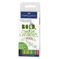 Estojo Caneta Pitt Artist Pen Hand Lettering Tons Verdes 6 Unidades - Faber-castell 267117