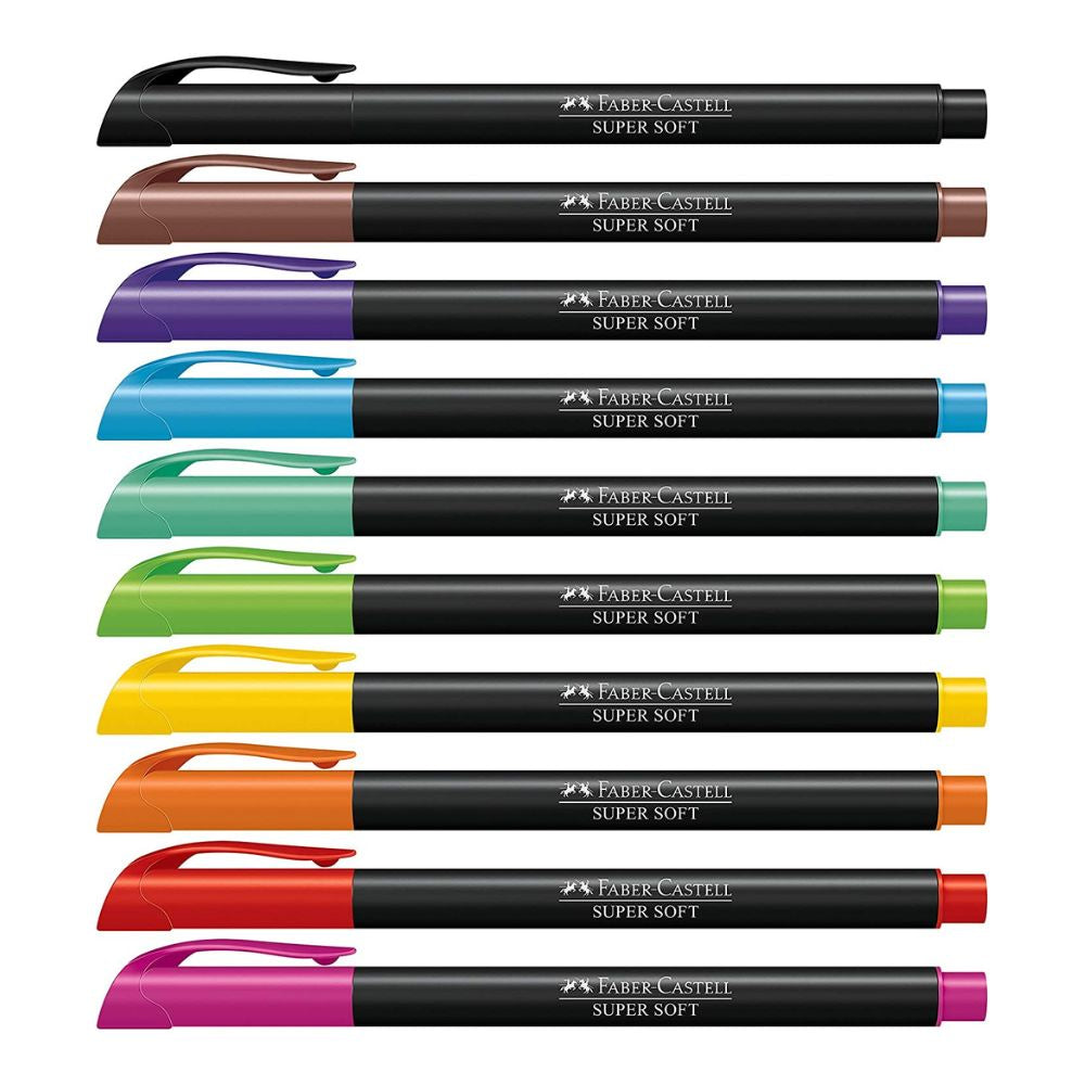 Caneta Brush Pen Supersoft com 10 Cores - Faber-castell 15.0710Soft