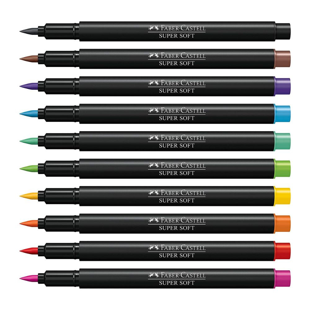 Caneta Brush Pen Supersoft com 10 Cores - Faber-castell 15.0710Soft