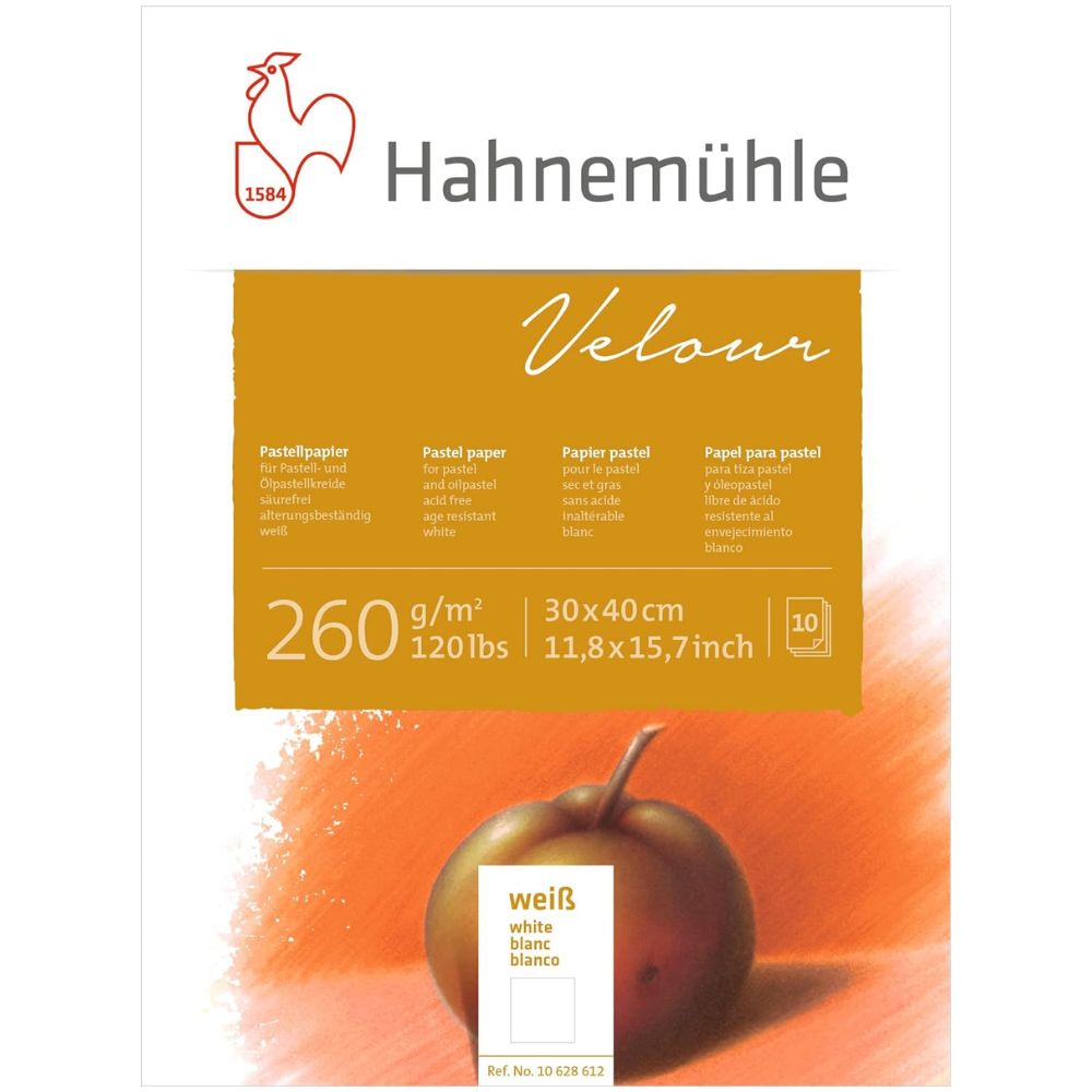 Bloco de Desenho Hahnemühle Pastel Velour White 260g/m² com 10 Folhas