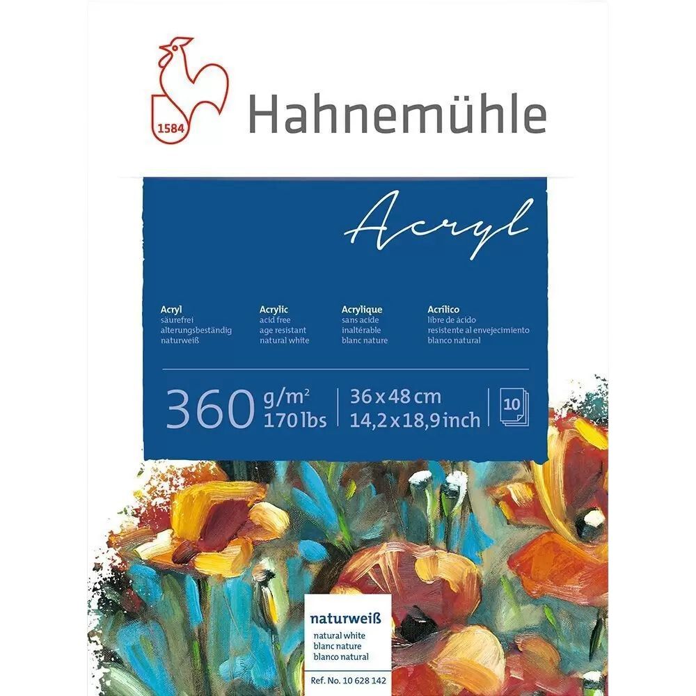 Bloco de Papel para Acrílica Hahnemühle 360g/m² Branco Natural com 10 Folhas