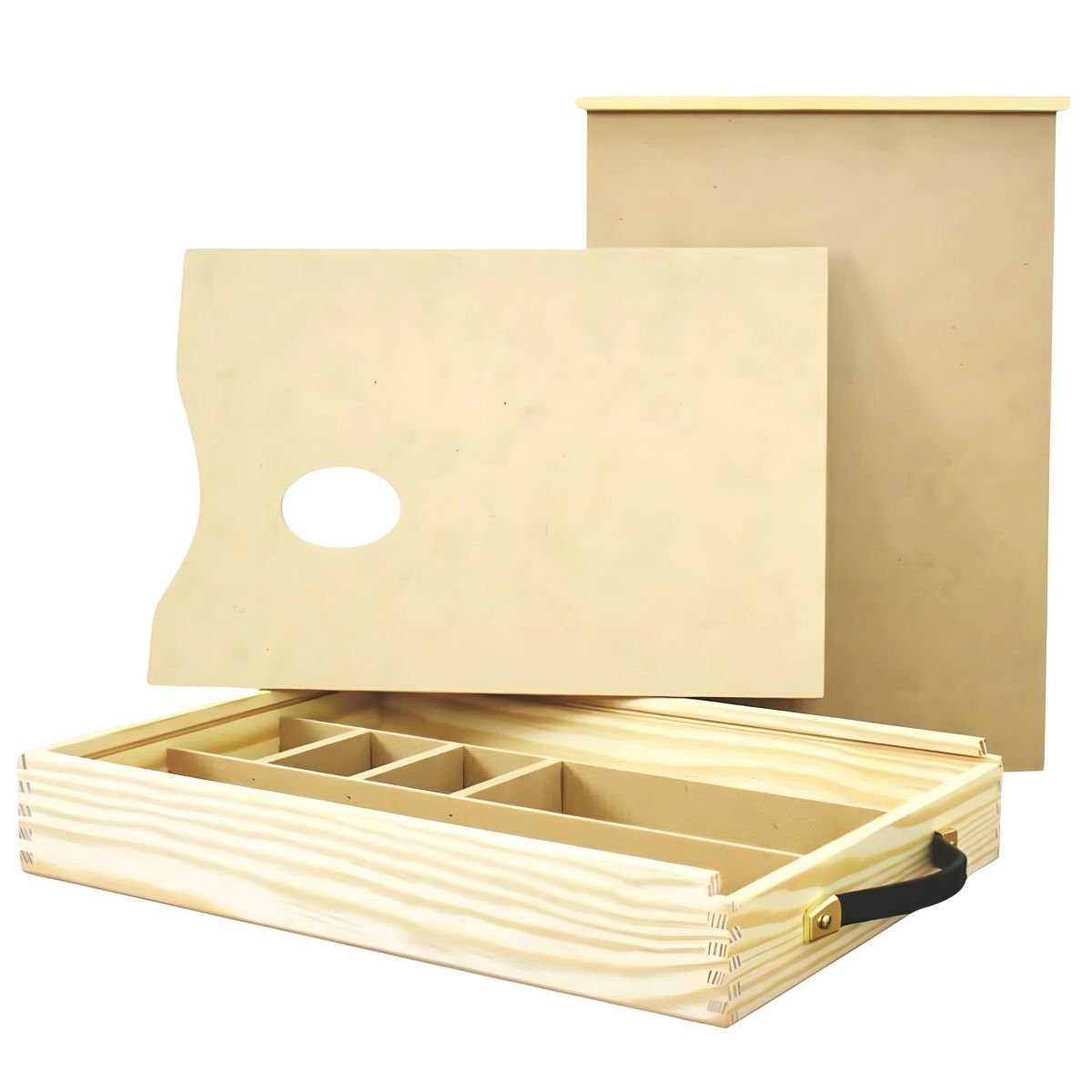 Estojo para Pintura Trident em Madeira 40x27,5cm - com Paleta, Tampa de Correr e Divisórias - Modelo 14500
