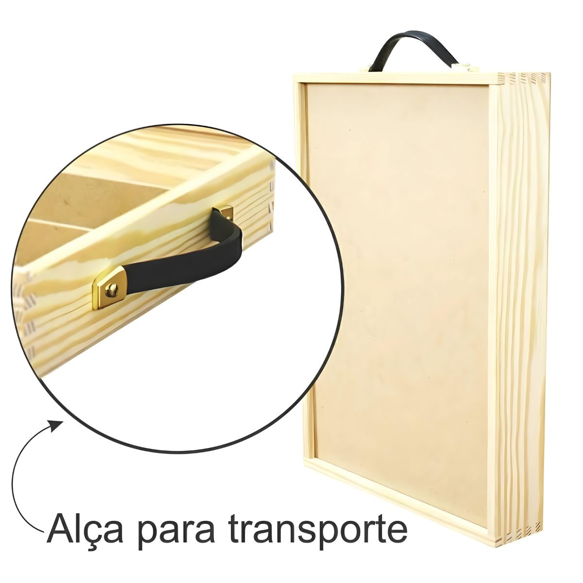 Estojo para Pintura Trident em Madeira 40x27,5cm - com Paleta, Tampa de Correr e Divisórias - Modelo 14500
