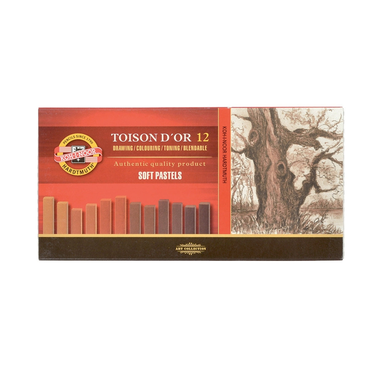 Estojo Giz Pastel Seco Carré Tons Marrom 12 Cores - Koh-i-noor - 8592