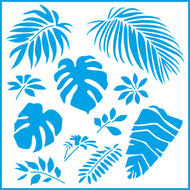 Stencil - Folhas Tropicais Iii 20x20cm para Pintura Decorativa e Artesanato Stxx-132 - Litoarte