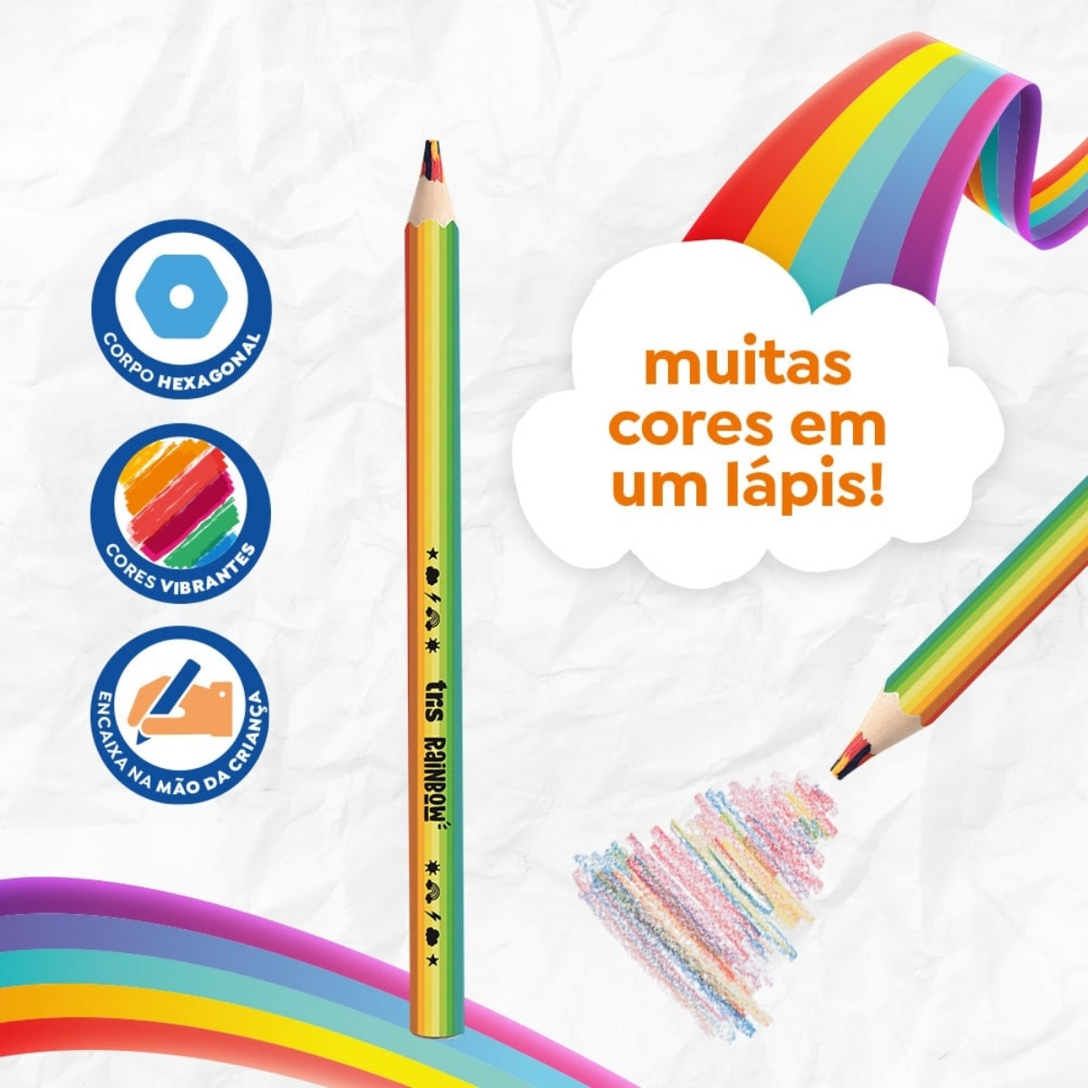 Lápis de Cor Jumbo Rainbow 5,0mm - Tris