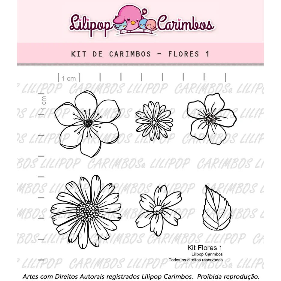 Cartela de Carimbos Flores 1 em Fotopolímero para Artesanato e Scrapbook - Lilipop