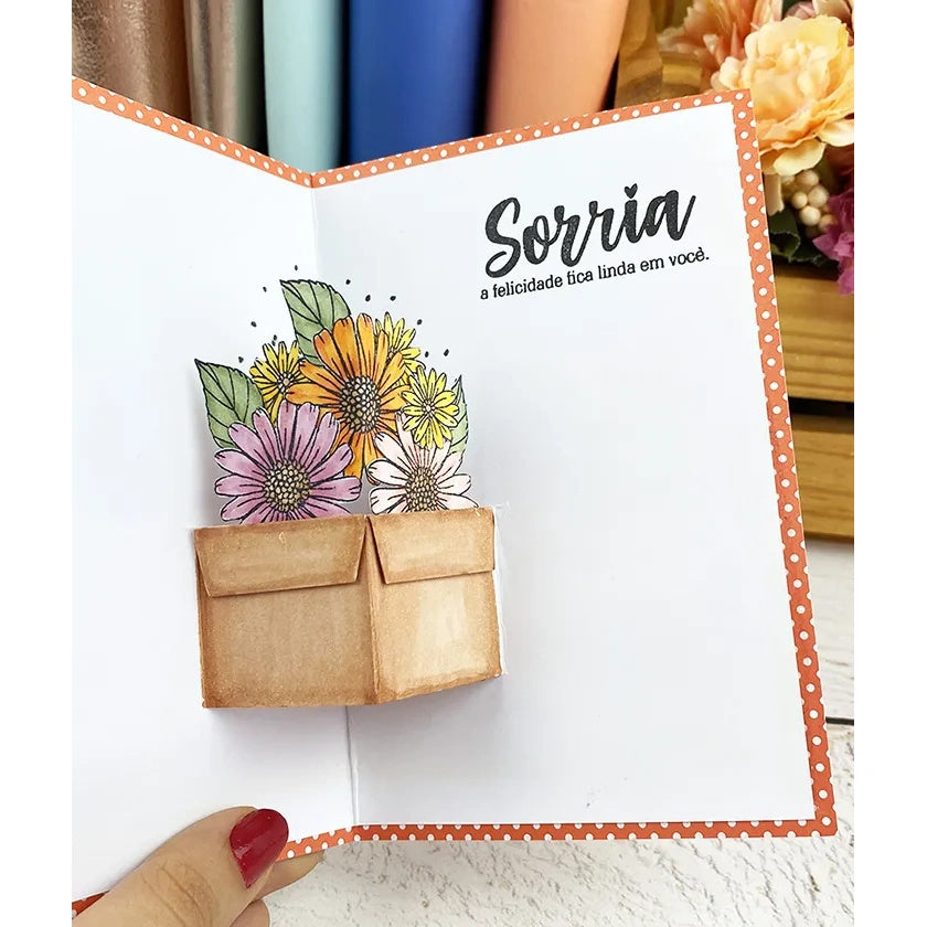Cartela de Carimbos Flores 1 em Fotopolímero para Artesanato e Scrapbook - Lilipop