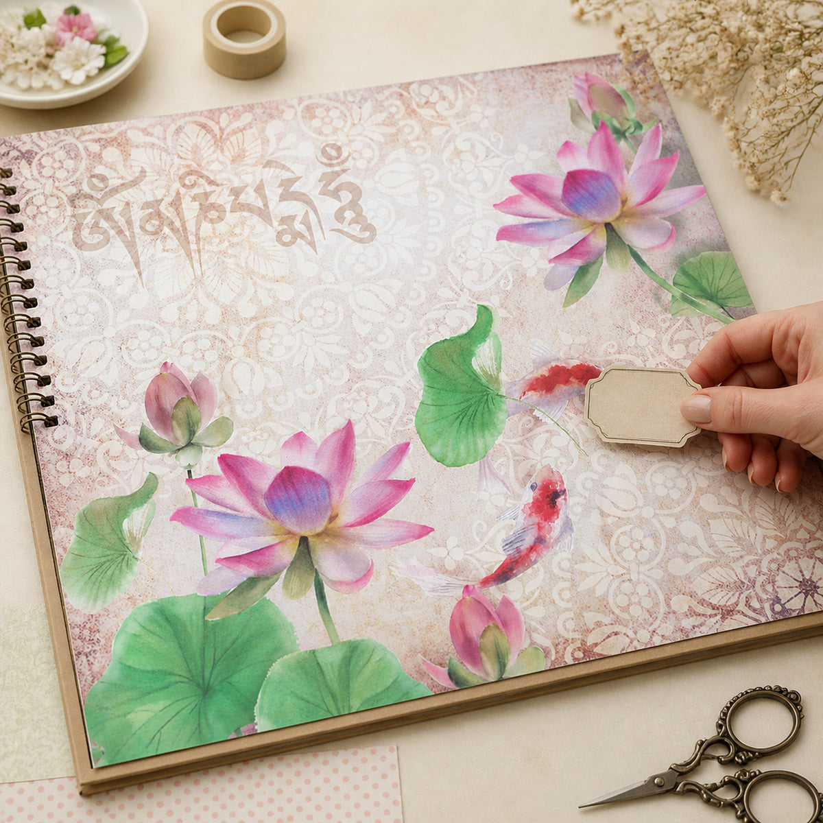 Papel Opadecor Flor de Lótus 1 30,5x30,5cm 180g/m² para Scrapbook e Artesanato 2642 - Opa