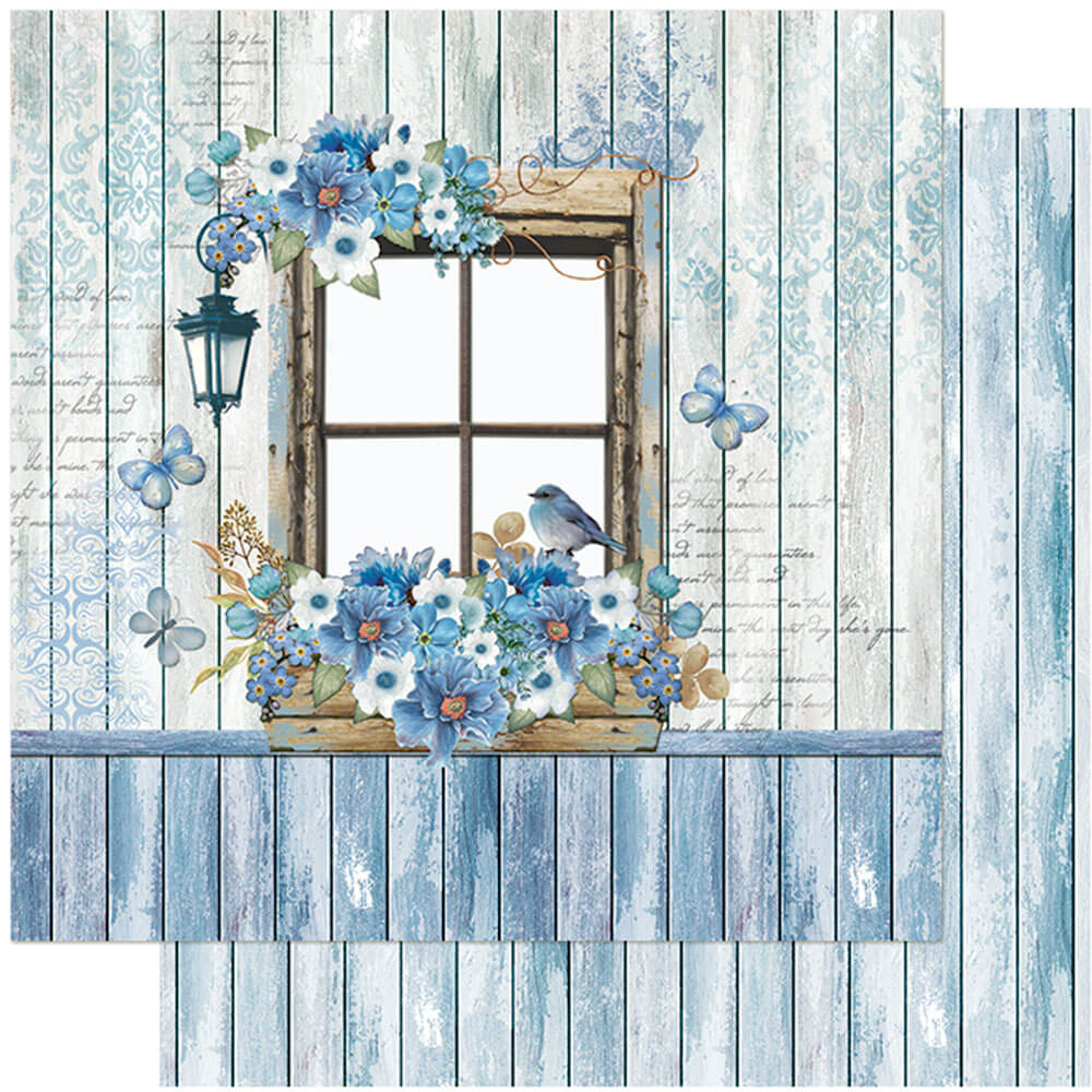 Papel para Scrapbook Dupla Face Coleção Romantico Azul Rustico 30,5x30,5cm para Scrapbook e Papelaria Criativa Sd-1066 - Litoarte
