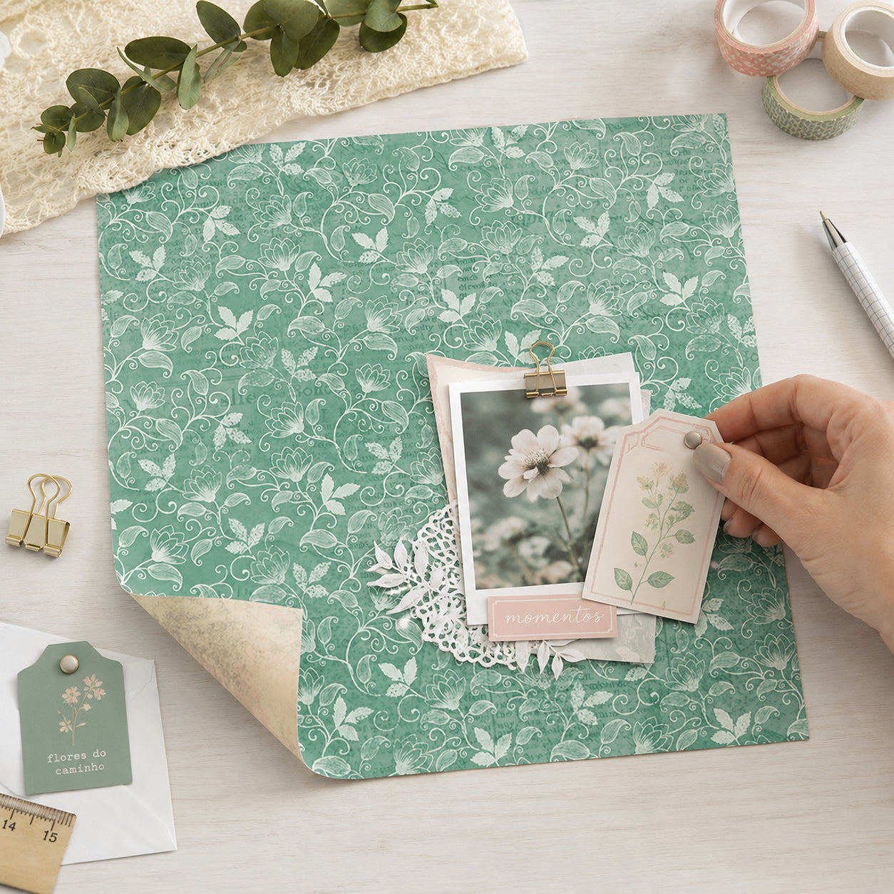 Papel para Scrapbook Dupla Face Fada Vintage X 30,5x30,5cm para Scrapbook e Papelaria Criativa Sd-1049 - Litoarte