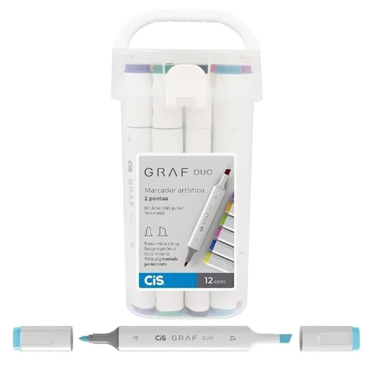 Estojo de Marcador Artistico Graf Duo 1.5/6.0Mm com 12 Cores - Cis