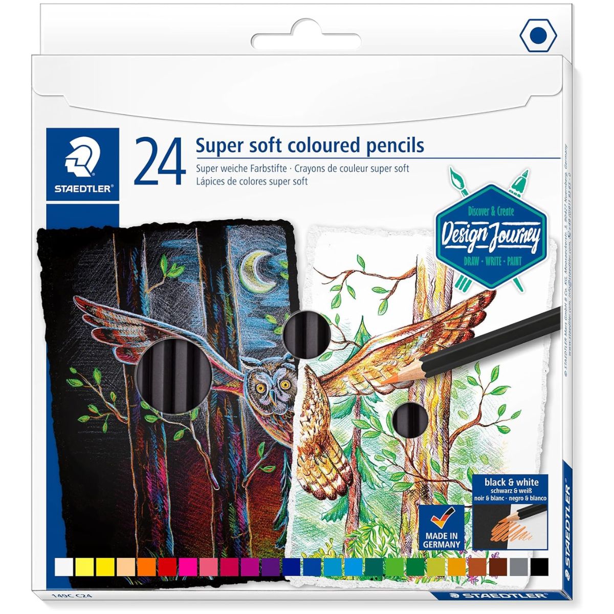 Estojo de Lápis de Cor Staedtler Super Soft com 24 Cores