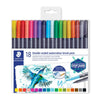 Estojo de Caneta Staedtler Brush Pen Marsgraphic Ponta Dupla com 18 Cores