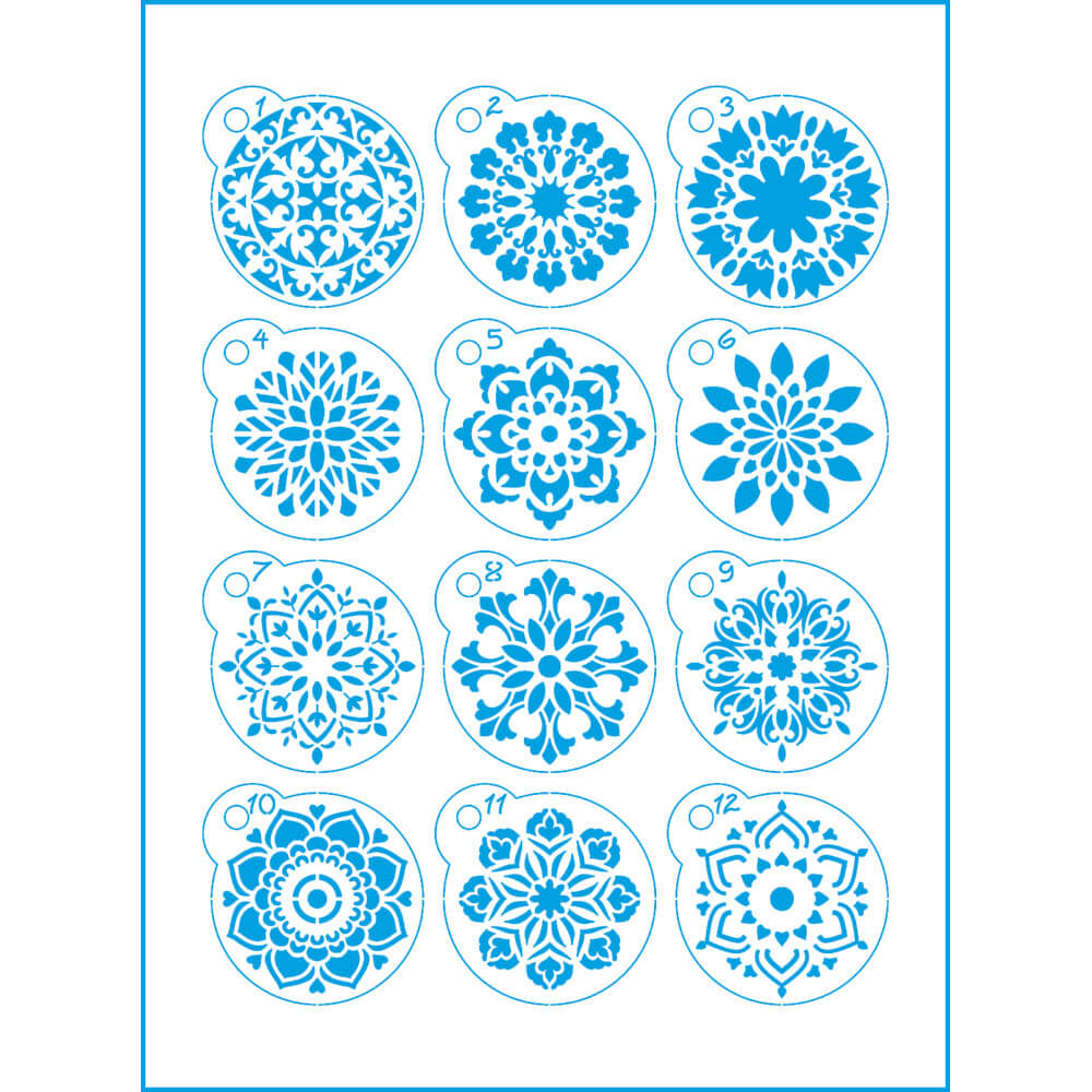 Kit Mini Stencil Mandalas para Pintura Decorativa e Artesanato Stmi-015 - Litoarte
