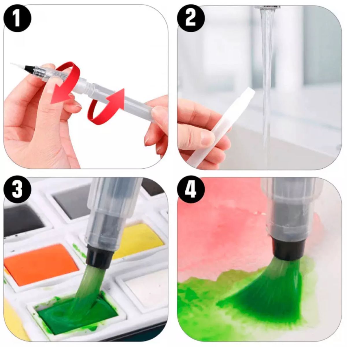 Pincel com Reservatório Caran D'ache Blush Aquarelavel Ponta Media