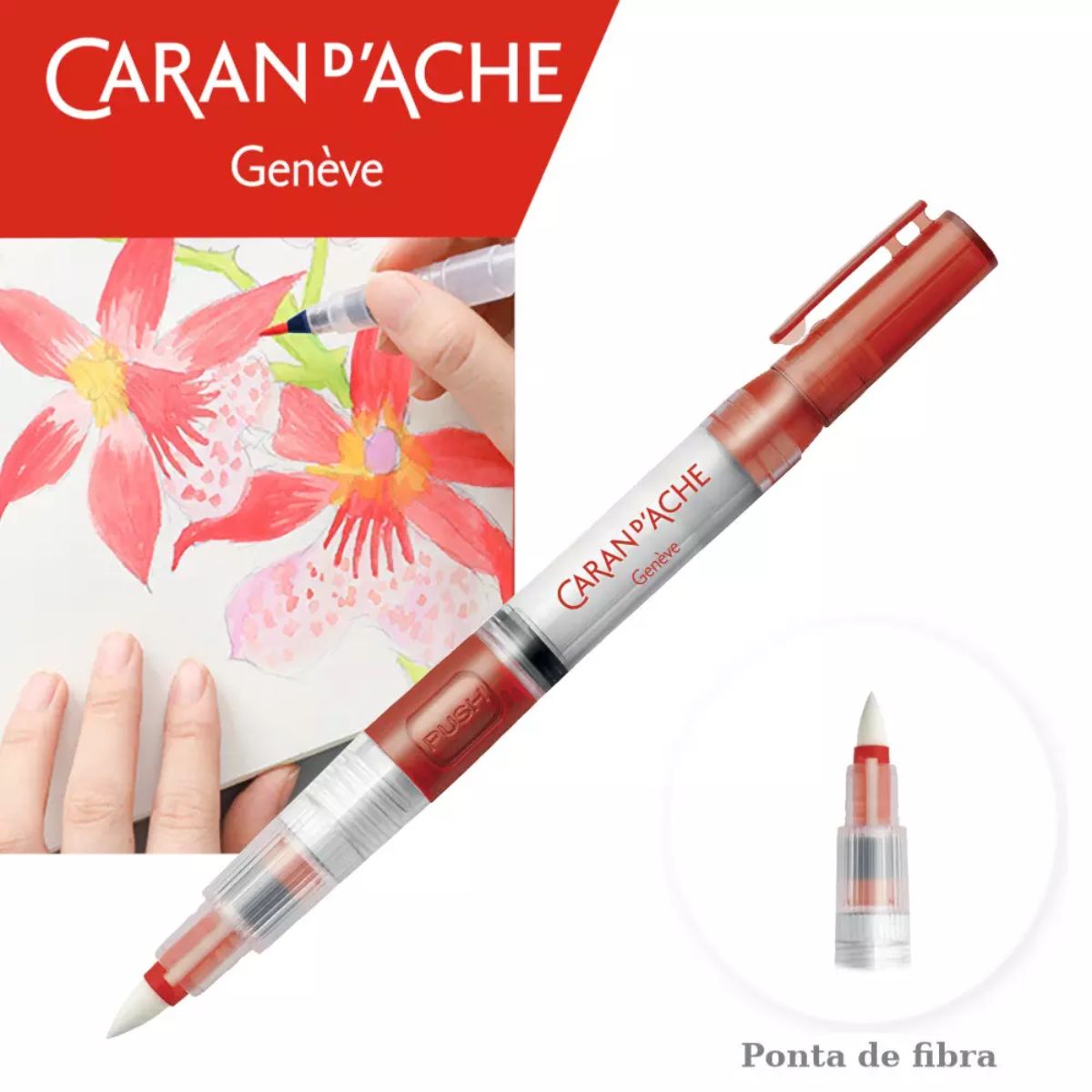 Pincel com Reservatório Caran D'ache Blush Aquarelável Ponta Feltro