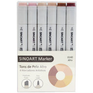 Marcador Artístico Sinoart Tons Pele Afro com 6 Cores