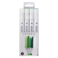 Estojo Marcador Ponta Dupla Pictom com 4 Cores Verdes Artools 689296