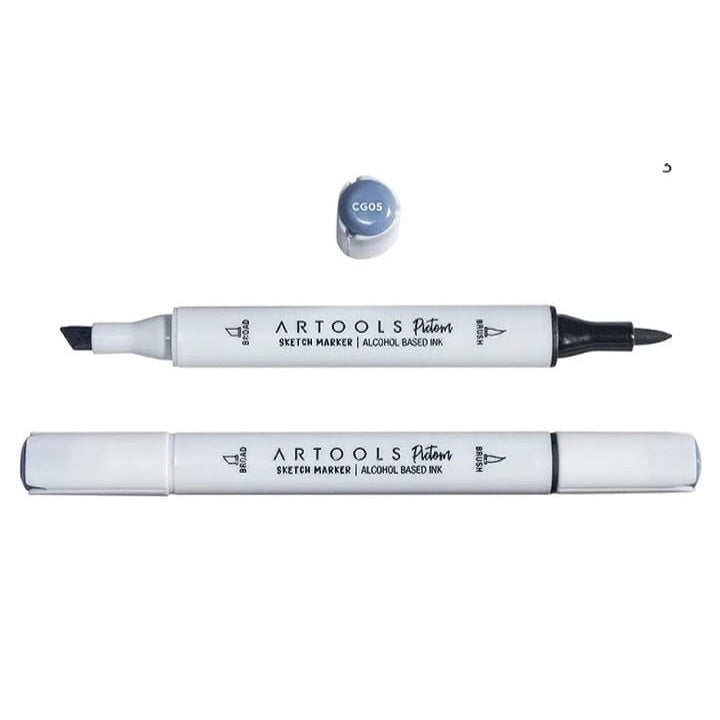 Marcador Artístico Pictom Ponta Dupla À Base de Álcool 4 Tons de Cinza Frio - Artools
