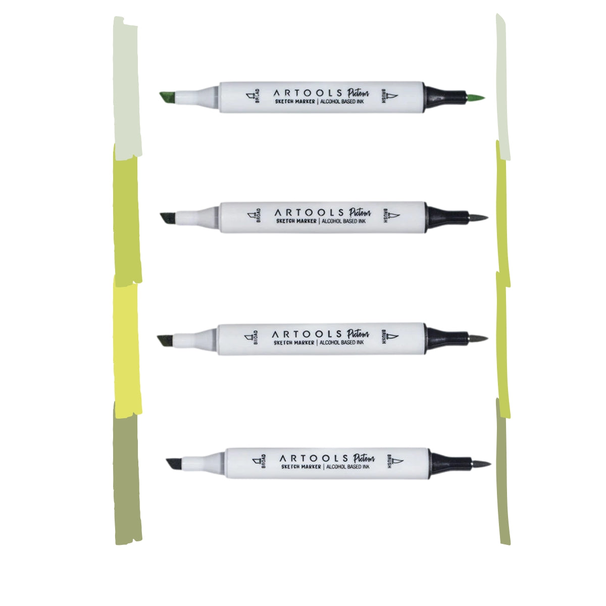 Estojo Marcador Ponta Dupla Pictom com 4 Cores Verdes Artools 689289  