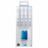 Estojo Marcador Ponta Dupla Pictom com 4 Cores Azuis Artools 689302
