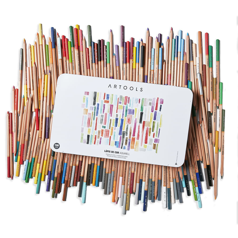 Estojo Lápis de Cor Aquarelável com 100 Cores Artools 688862  