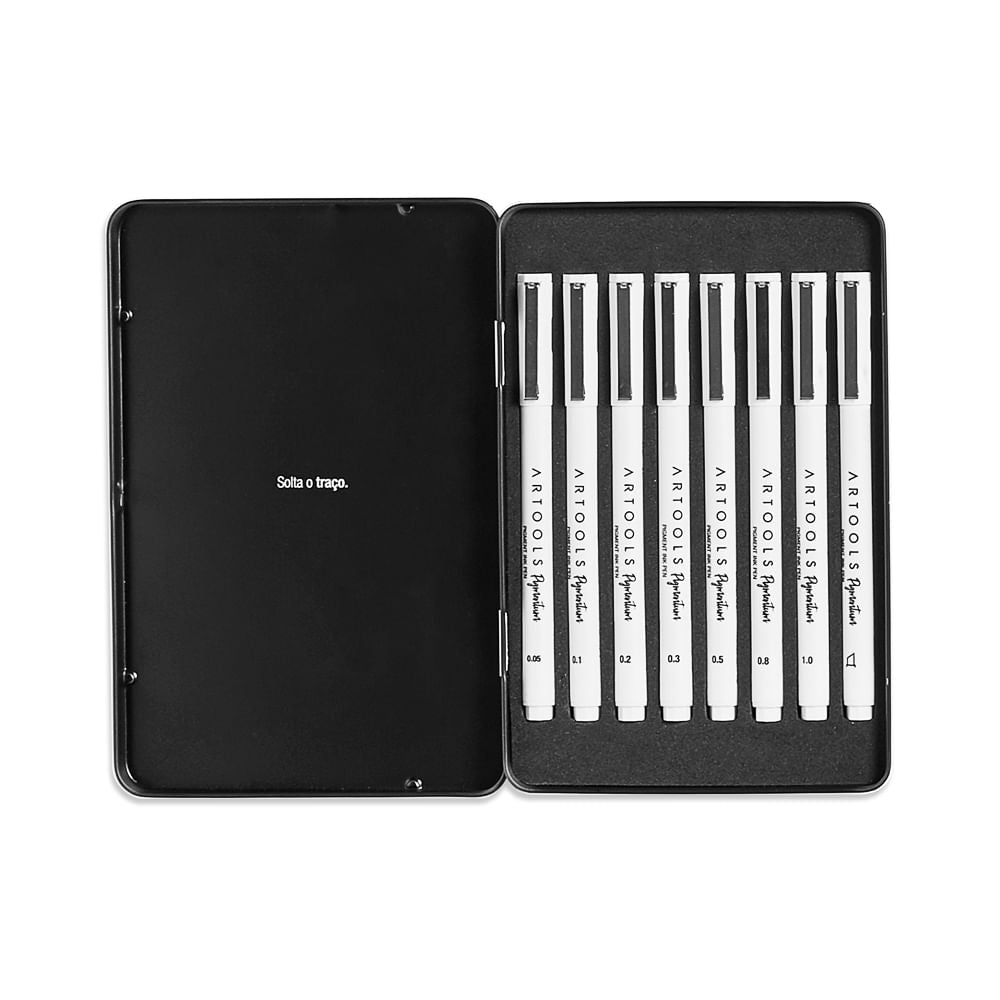 Estojo Caneta Nankin Pigmentum com 8 Pontas Pretas Artools 689142  