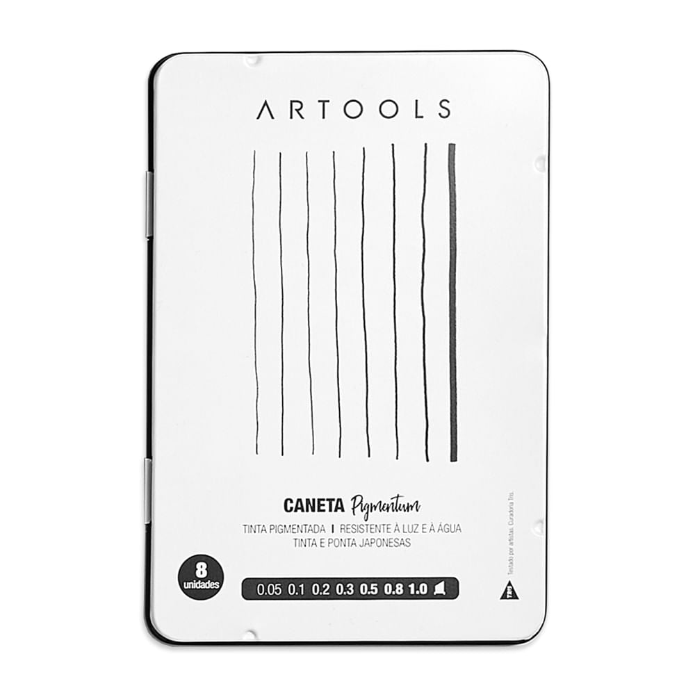 Estojo Caneta Nankin Pigmentum com 8 Pontas Pretas Artools 689142  