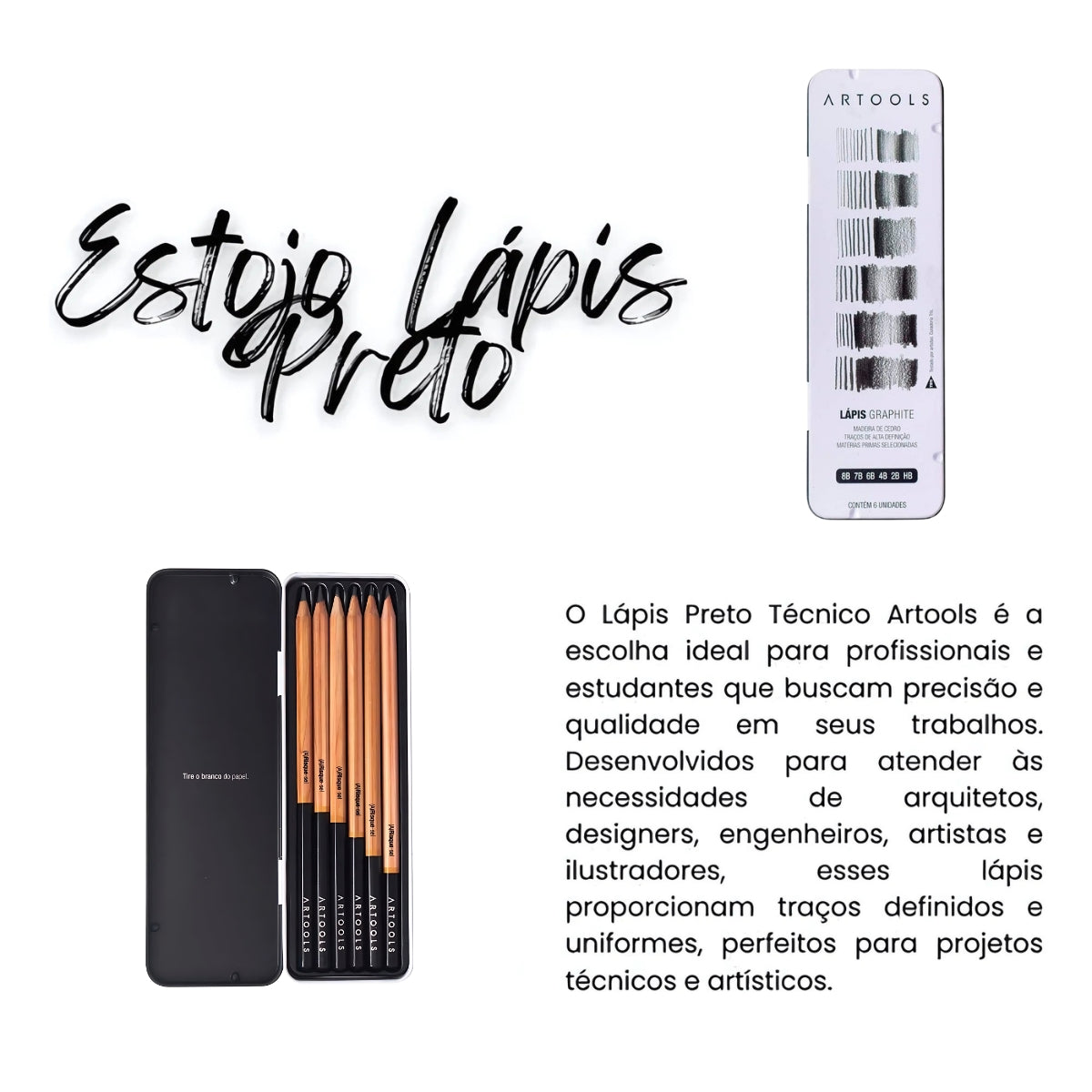 Estojo Lápis Grafite Graduado com 6 Graduações Artools 688992  