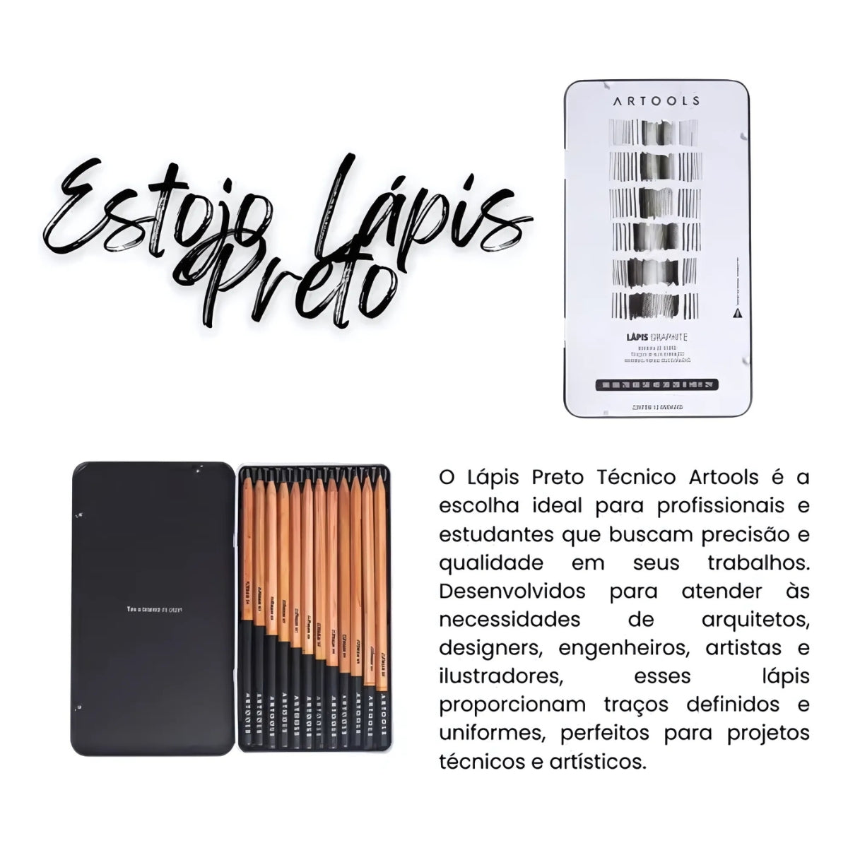 Estojo Lápis Grafite Graduado com 12 Graduações Artools 689005  