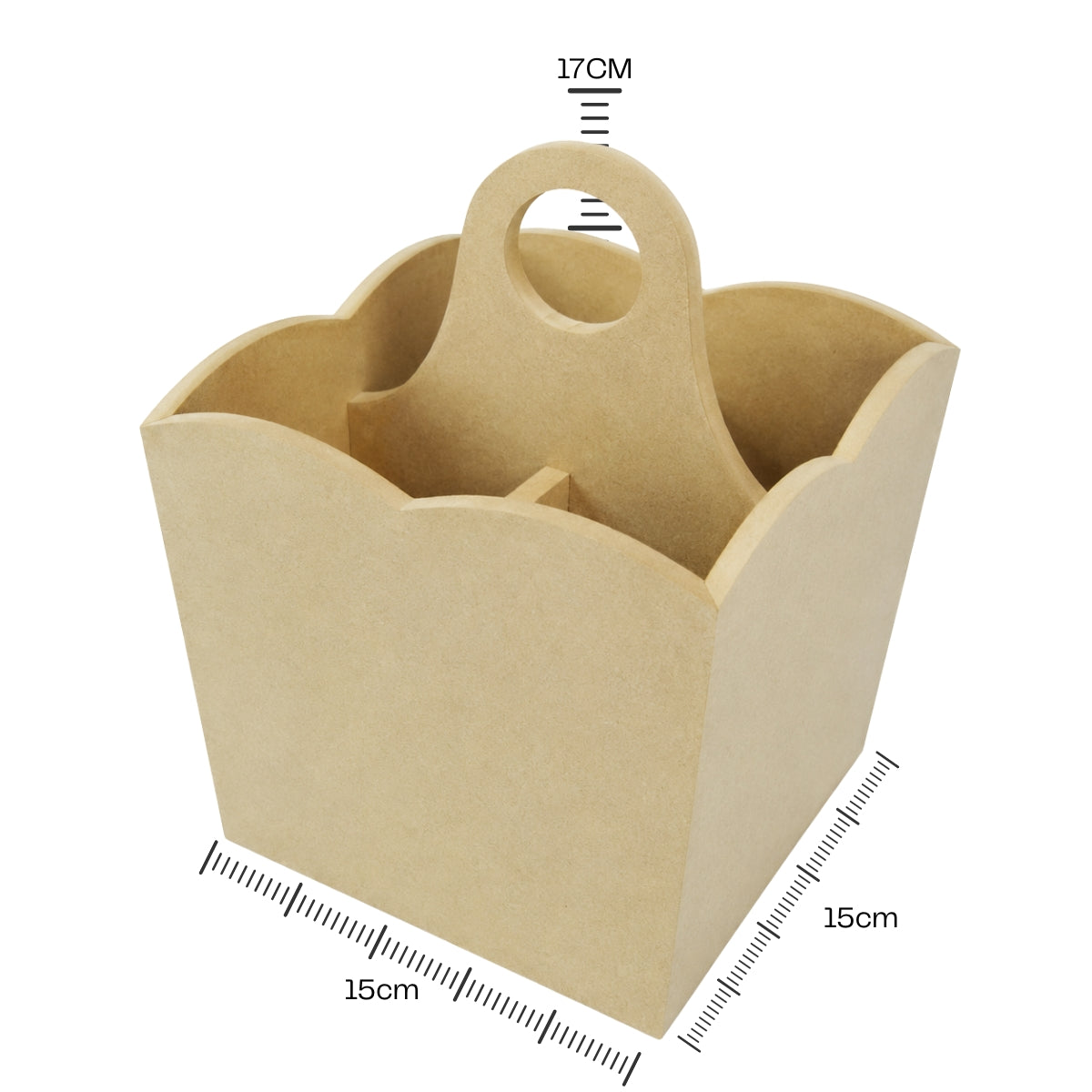 Porta Talher Ondulado com 4 Divisões Mdf Cru 15x15x17cm 6mm