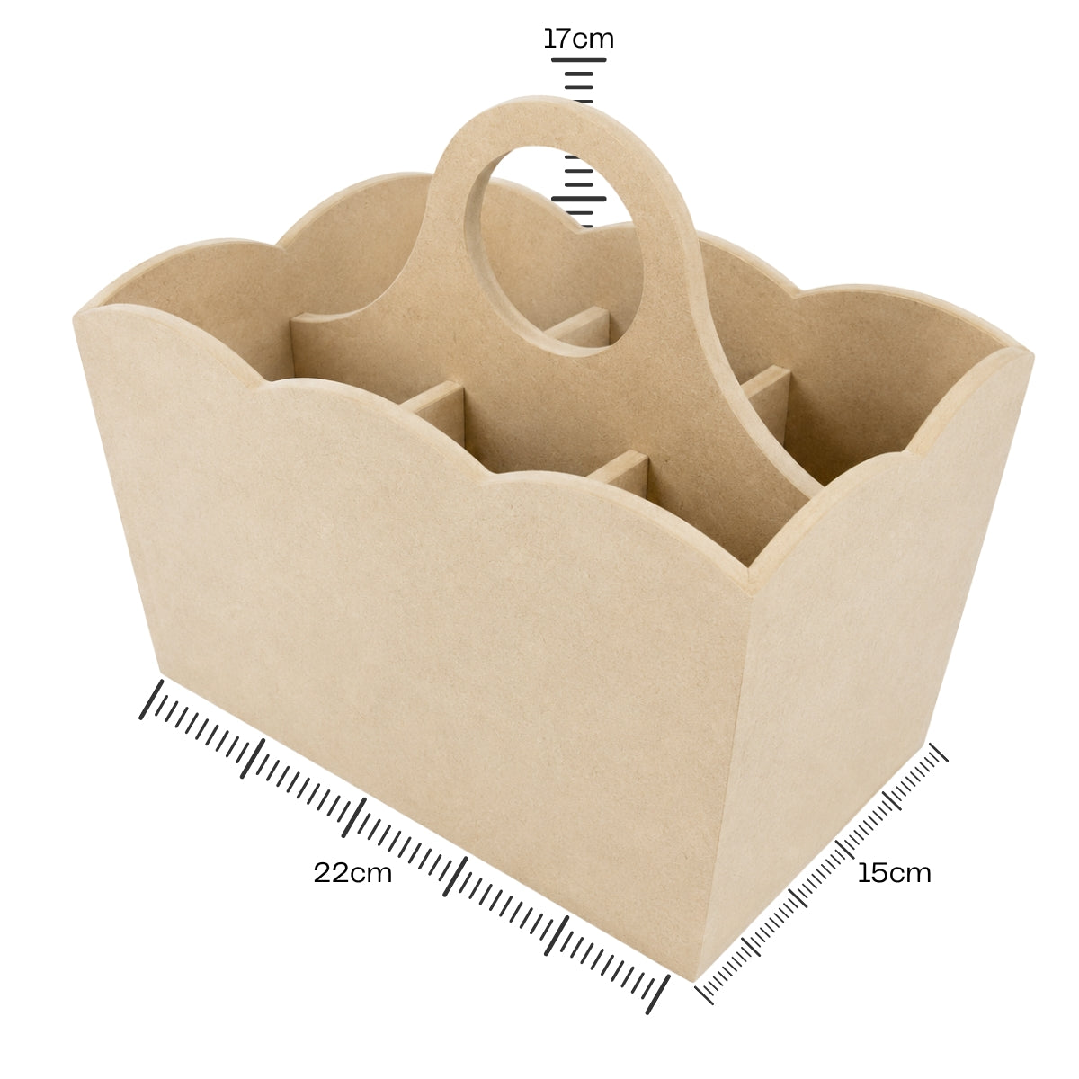 Porta Talher Ondulado com 6 Divisões Mdf Cru 22x15x16cm 6mm