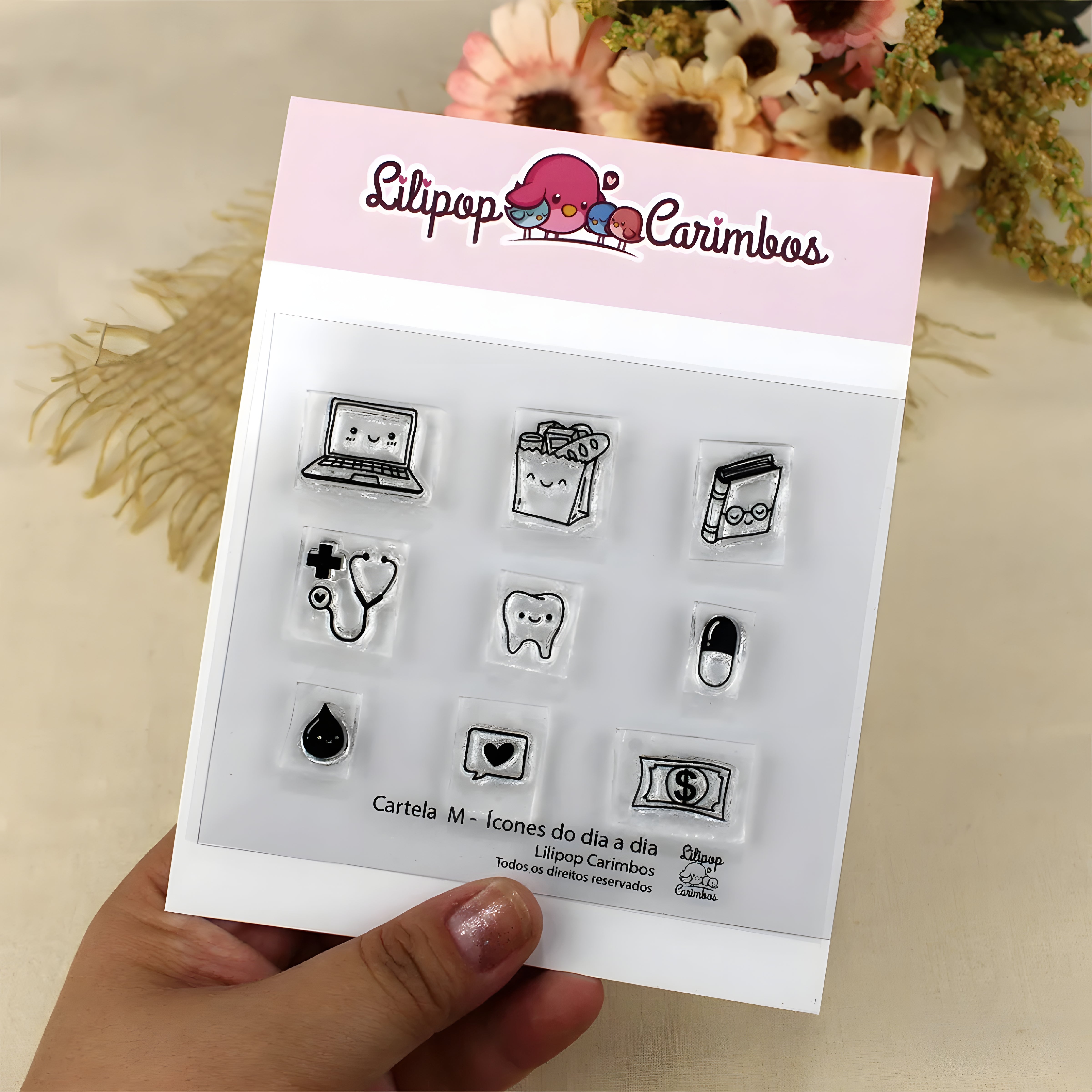 Kit Carimbos M Ícones do Dia a Dia Scrapbook Planner - Lilipop