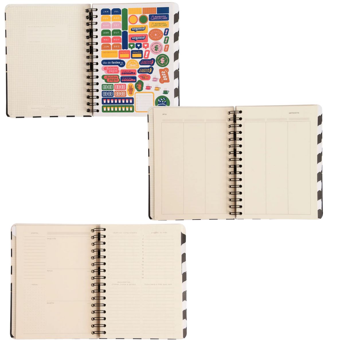Planner Wire-o Semanal Cicero Clássica Preto 14x21cm 96 Folhas 